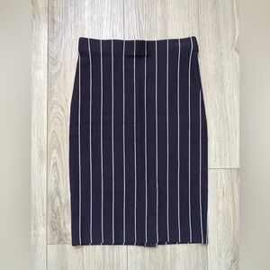 (NWT) Ann Taylor Navy and White Striped Pencil Skirt, XS